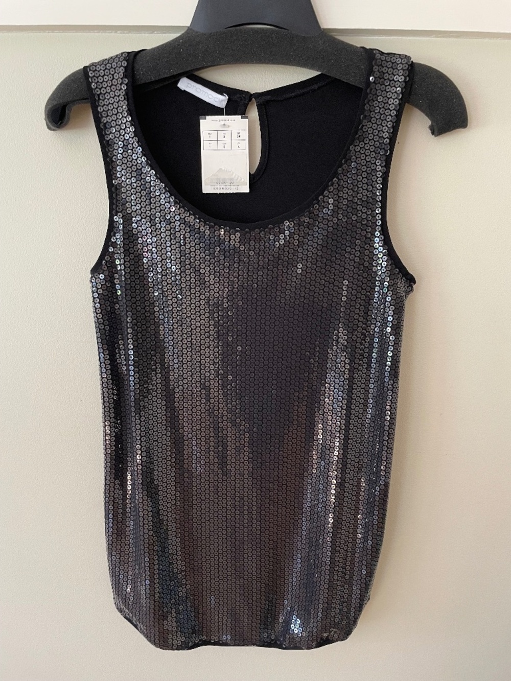 Promod Black Sequin Tank Top NWT l size S l Euro Size 34